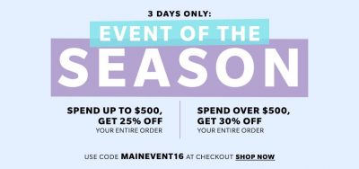 Save Big at Shopbop MAINEVENT16 Sale