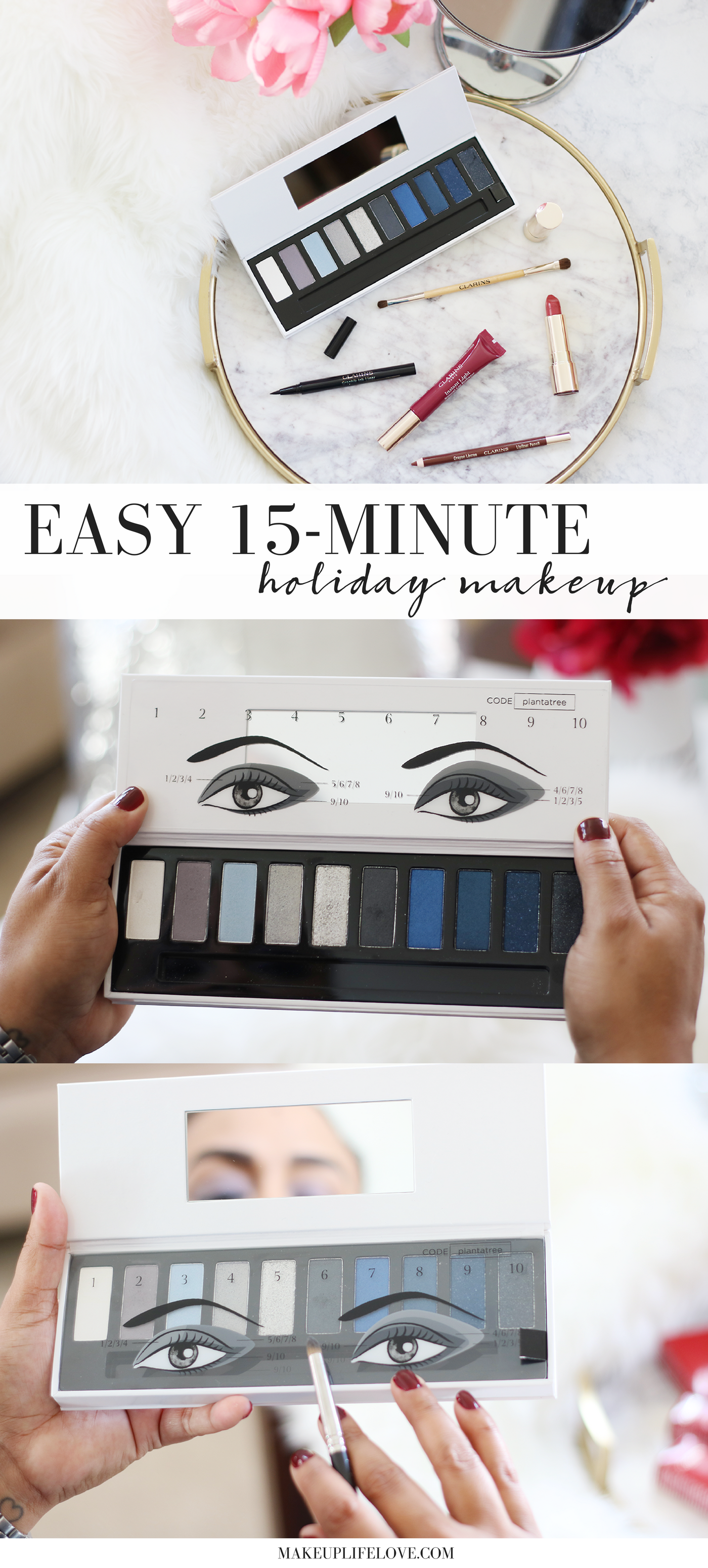 Tis the season to break out the sparkle and get glam. See how I am getting holiday ready in under 15 minutes with this easy holiday makeup tutorial!