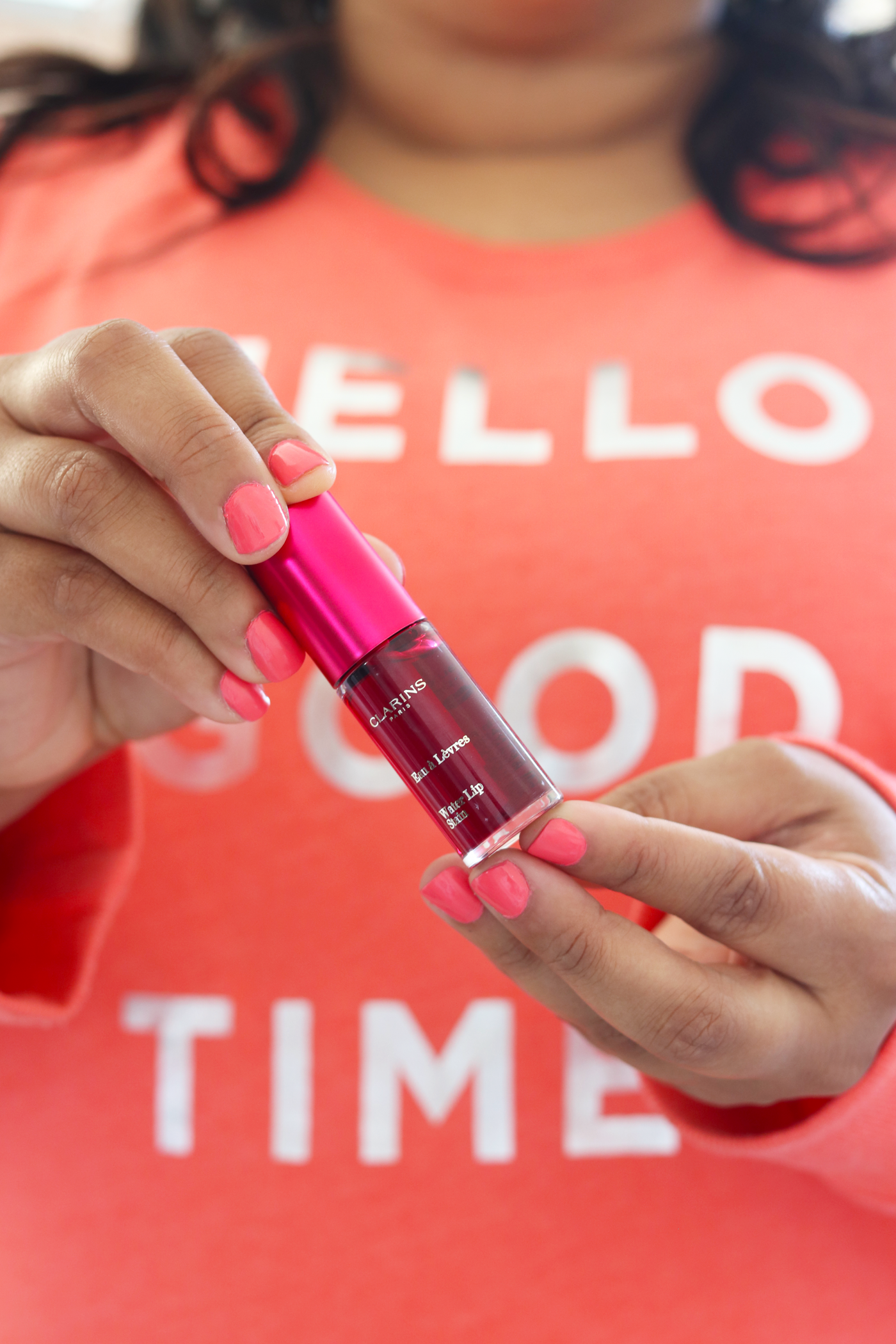 Summertime calls for a pop of color and I am OFFICIALLY changing it up with the perfect summer lip. Clarins Lip Water Stain- Clarins Instant Light Comfort Lip Oil